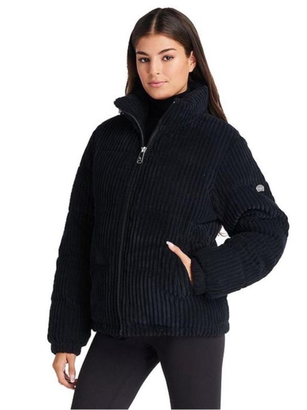 Koolaburra by UGG Black Ribbed Puffer Jacket Women’s Large Full Zip